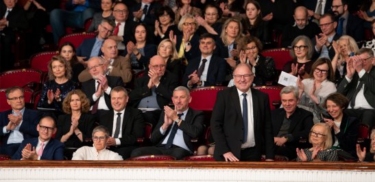 Na zdjęciu uczestnicy koncertu inauguracyjnego 200-lecie PW, a wśród nich Władze naszej Uczelni i zaproszeni goście