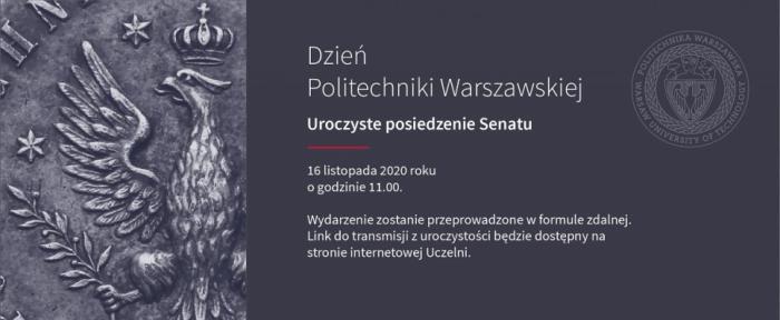 Zaproszenie na uroczyste posiedzenie Senatu z okazji Dnia Politechniki Warszawskiej