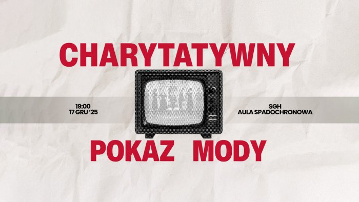 Grafika projektu „Charytatywny Pokaz Mody” organizowanego w ramach akcji „Studenci w Paczce”