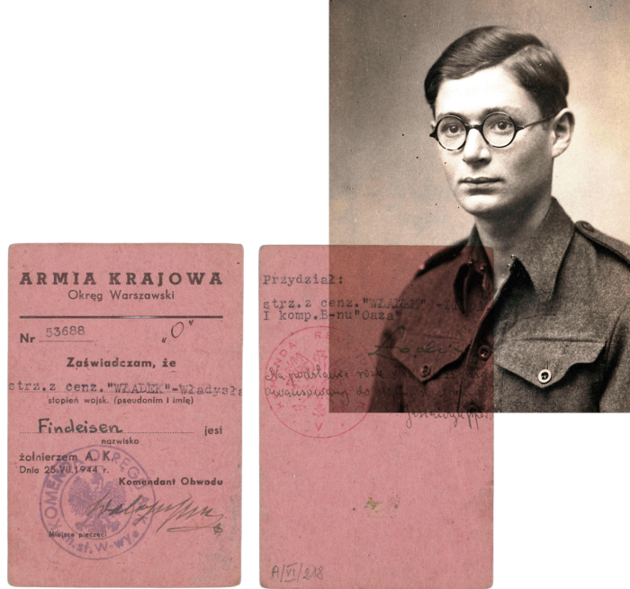 Na zdjęciu Legitymacja Armii Krajowej nr 53688 „Władek”, 15 VII 1944 oraz Portret Władysław Findeisena, ok. 1946