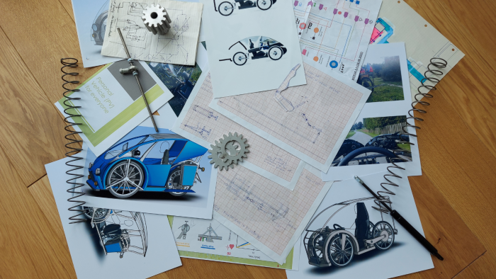 Na zdjęciu: projekty dotyczące roweru z napędem suwnicowym