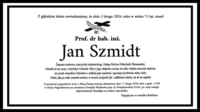 Na zdjęciu: nekrolog prof. Jana Szmidta
