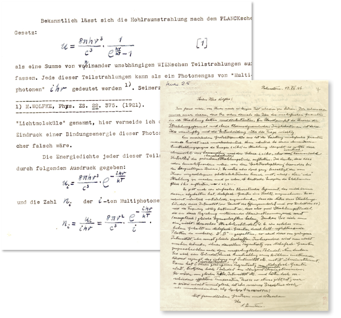 Na zdjęciu artykuł Wolfkego „O multifotonach” oraz list Alberta Einsteina do Wolfkego
