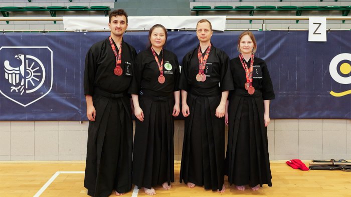 Na zdjęciu reprezentacja Warszawskiego Klubu Kendo: Krzysztof Sielicki, Xenia Bichler-Hwang, Piotr Piniński oraz Katarzyna Wójcicka