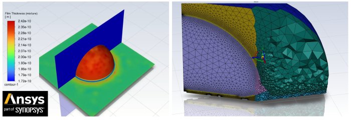 Grafika przedstawia symulację wykonaną w środowisku Ansys