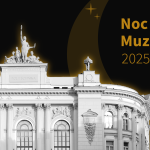 Grafika prezentująca Gmach Główny i zapowiadająca Noc Muzeów 2025