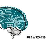 Grafika z mózgiem i napisem #zawszeciekawi